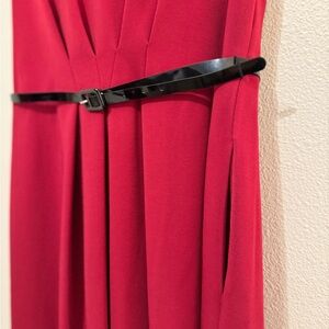 Maggy London Red Midi Dress with Black Belt
